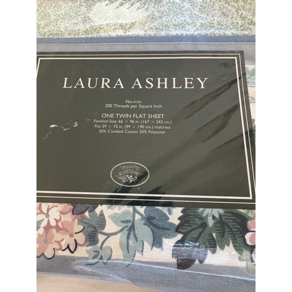 NEW NOS Vintage Laura Ashley Cottage Rose Twin Flat Sheet‎ Cottage-core